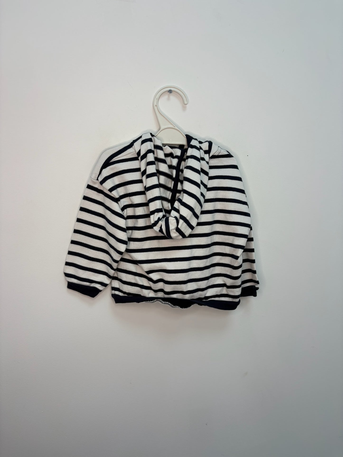 Gilet capuche zip marinière