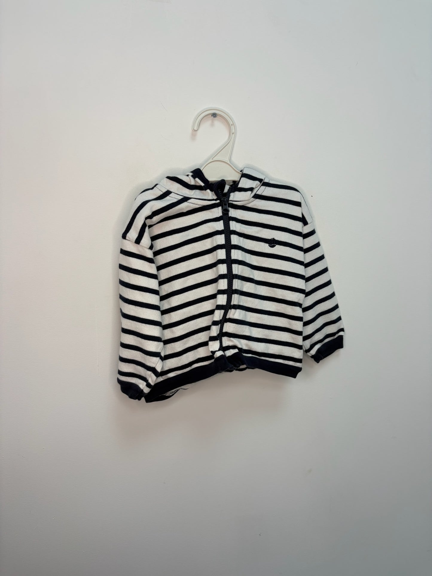 Gilet capuche zip marinière