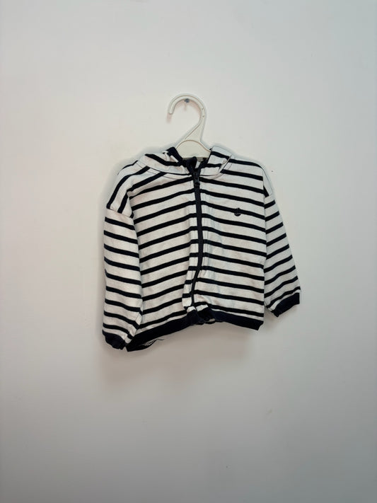 Gilet capuche zip marinière